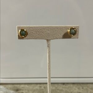 Elegant Gold and Green Stud Earrings